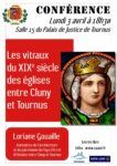 Affiche de la conférence SAAST du 3 avril 2023 "Les vitraux du XIXe siècle des églises entre Cluny et Tournus"