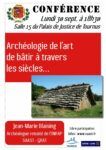 Affiche de la conférence SAAST du 30 septembre 2024 "Archéologie de l’art de bâtir à travers les siècles"
