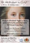 Affiche de la conférence du 21 mai 2025 "Madame Vigée-Lebrun, peintre française contemporaine de Greuze" par Xavier Salmon