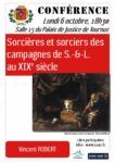 Affiche de la conférence SAAST du 6 octobre 2025 "Sorcières et sorciers des campagnes de Saône-et Loire au milieu du XIXe siècle"