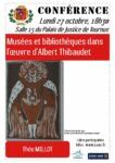 Affiche de la conférence SAAST du 27 octobre 2025 "Musées et bibliothèques dans l’œuvre d’Albert Thibaudet"