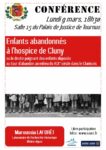 Affiche de la conférence SAAST du 9 mars 2026 "Enfants abandonnés à l’Hospice de Cluny, 1845-1852"